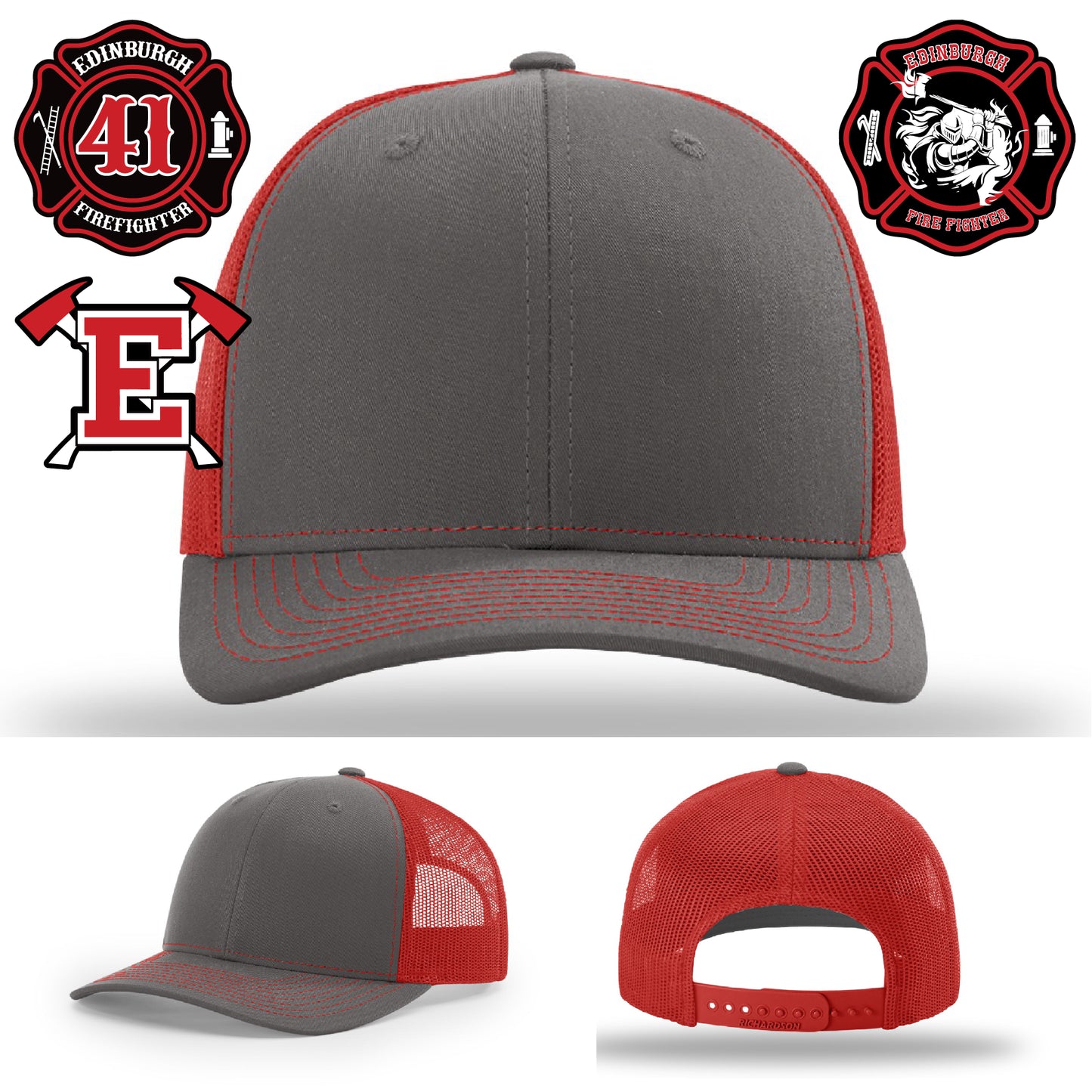 Firefighter crew hat with personalized leather department patch
