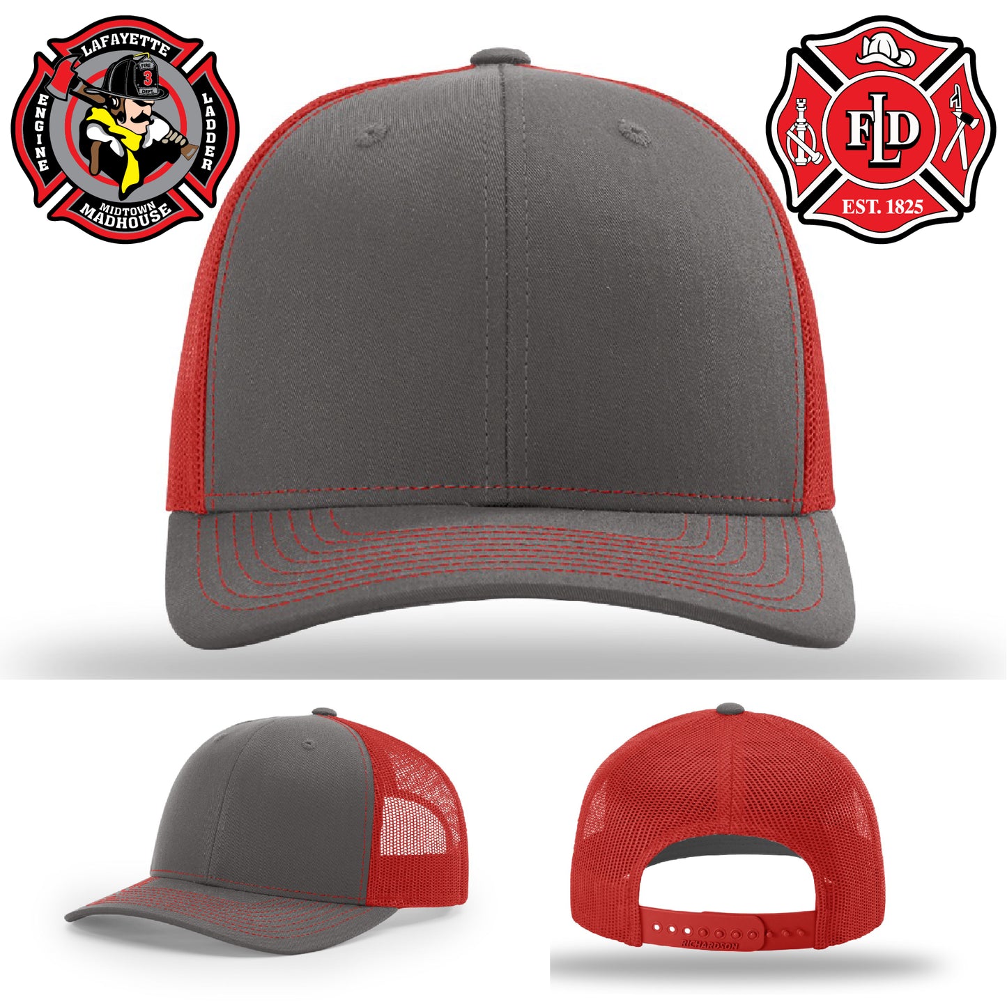 Unique custom patch hat built for custom fire logos – made to honor those who serve