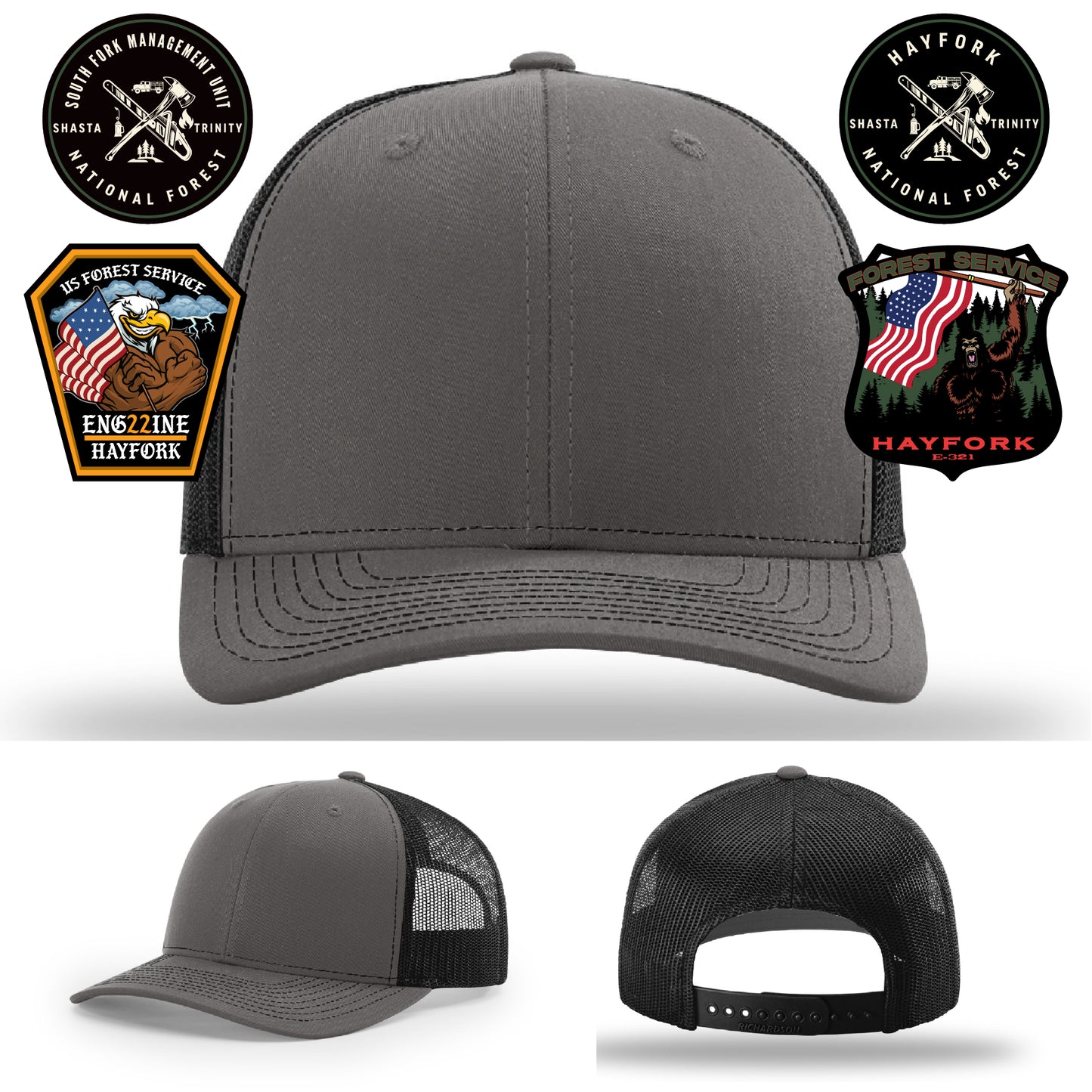 Hayfork Nation Forest fire crew identity hat with patch logo