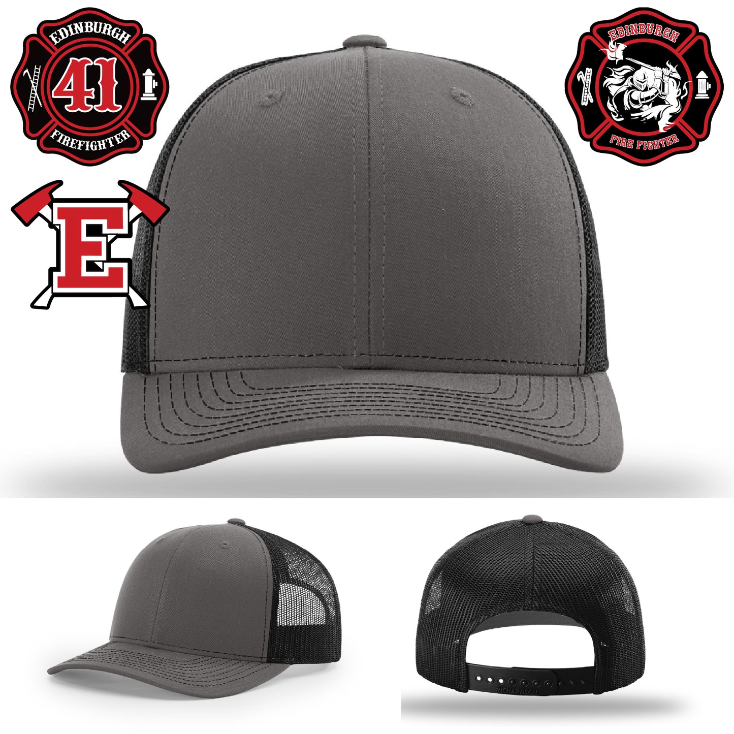Custom leather patch hat for fire station recognition