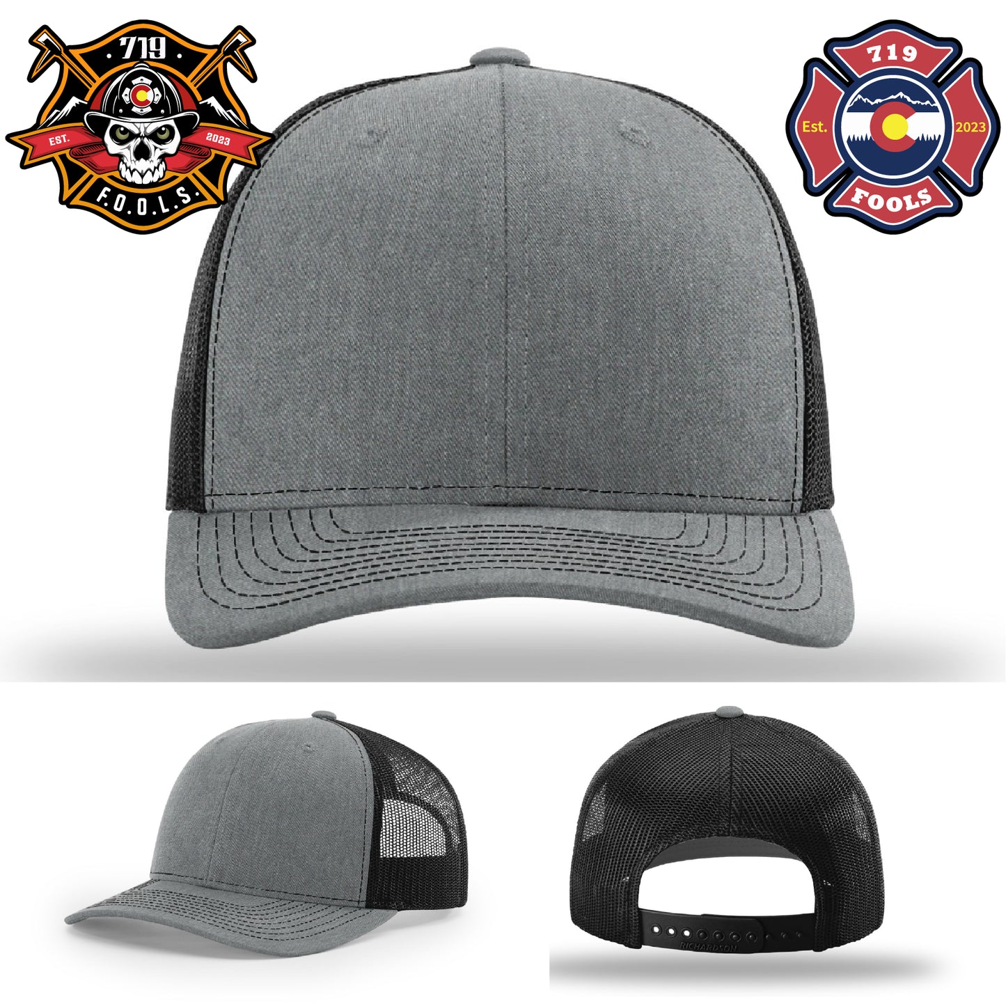 Hard-hitting 719 FOOLS patch featured on Richardson fire hat