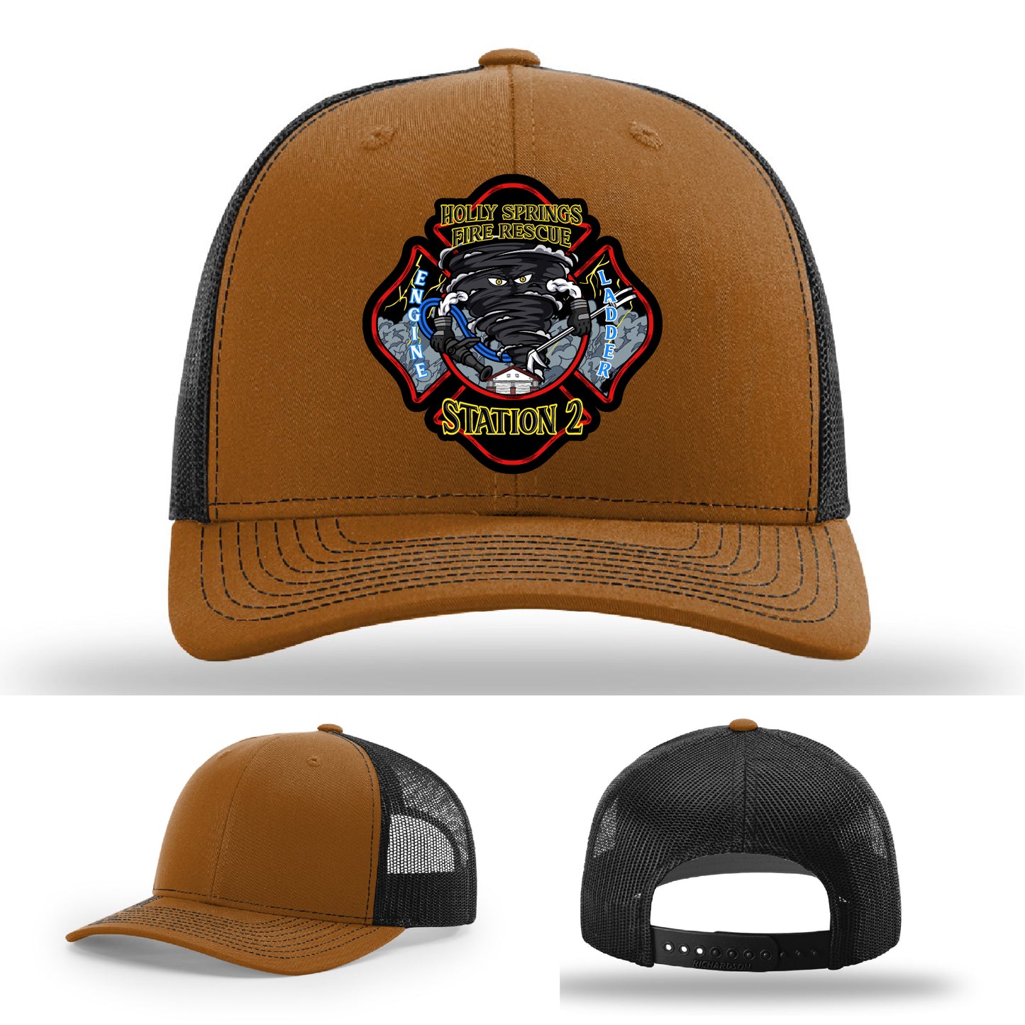 Personalized leather patch hat honoring Holly Springs Station 2