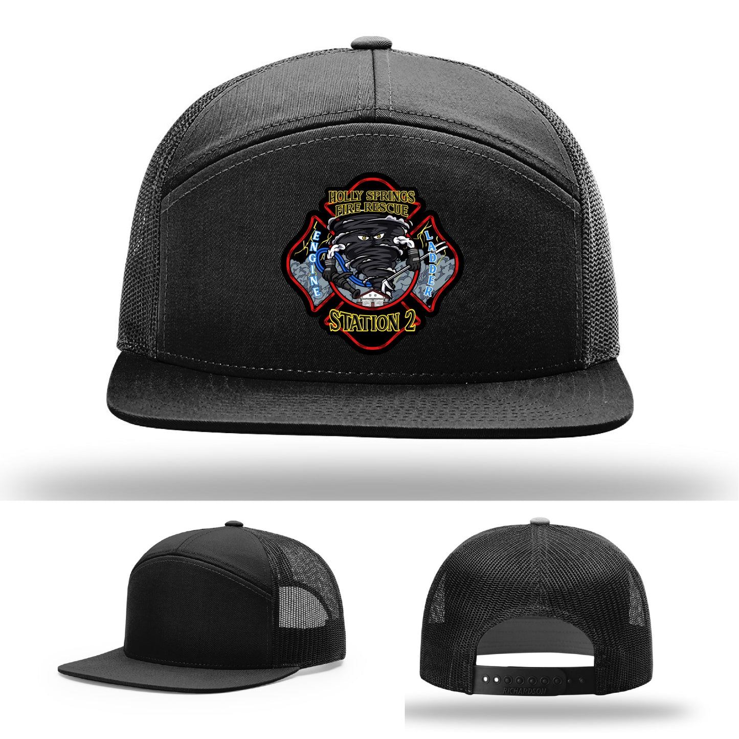 Firefighter leather patch hat made for Holly Springs Station 2