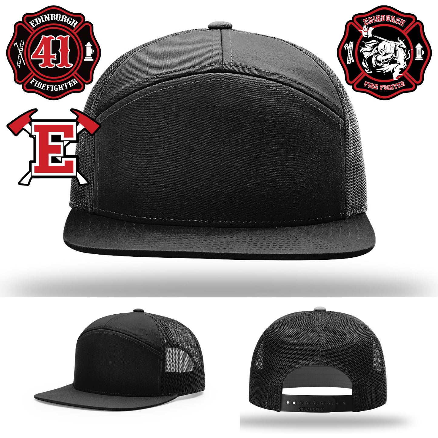 Custom leather patch hat made for firehouse apparel