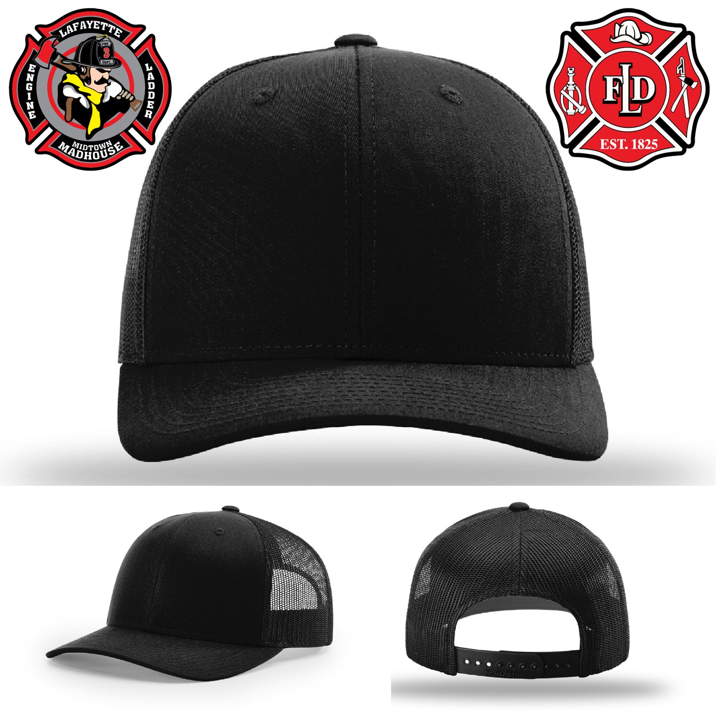 Custom leather patch firefighter hat in black – perfect for station pride