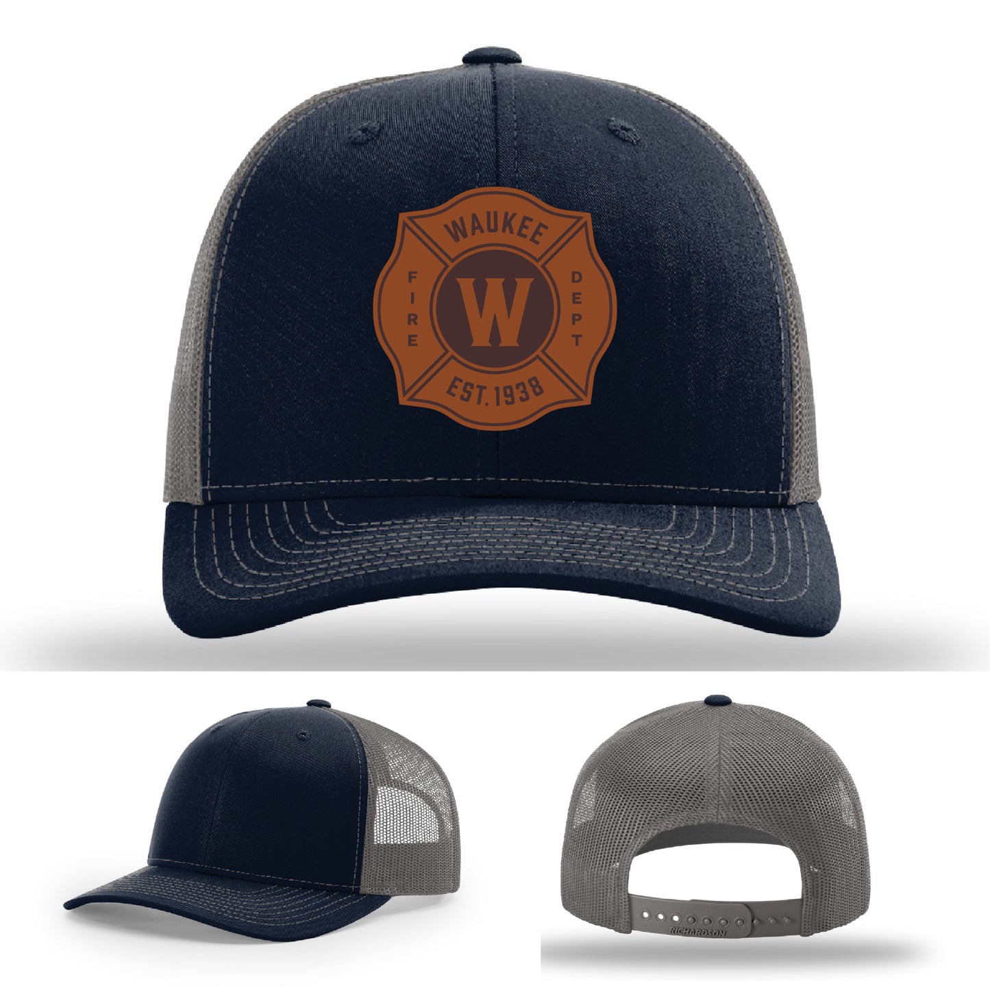 Waukee Fire Department hat with custom leather patch – Richardson brand firefighter hat