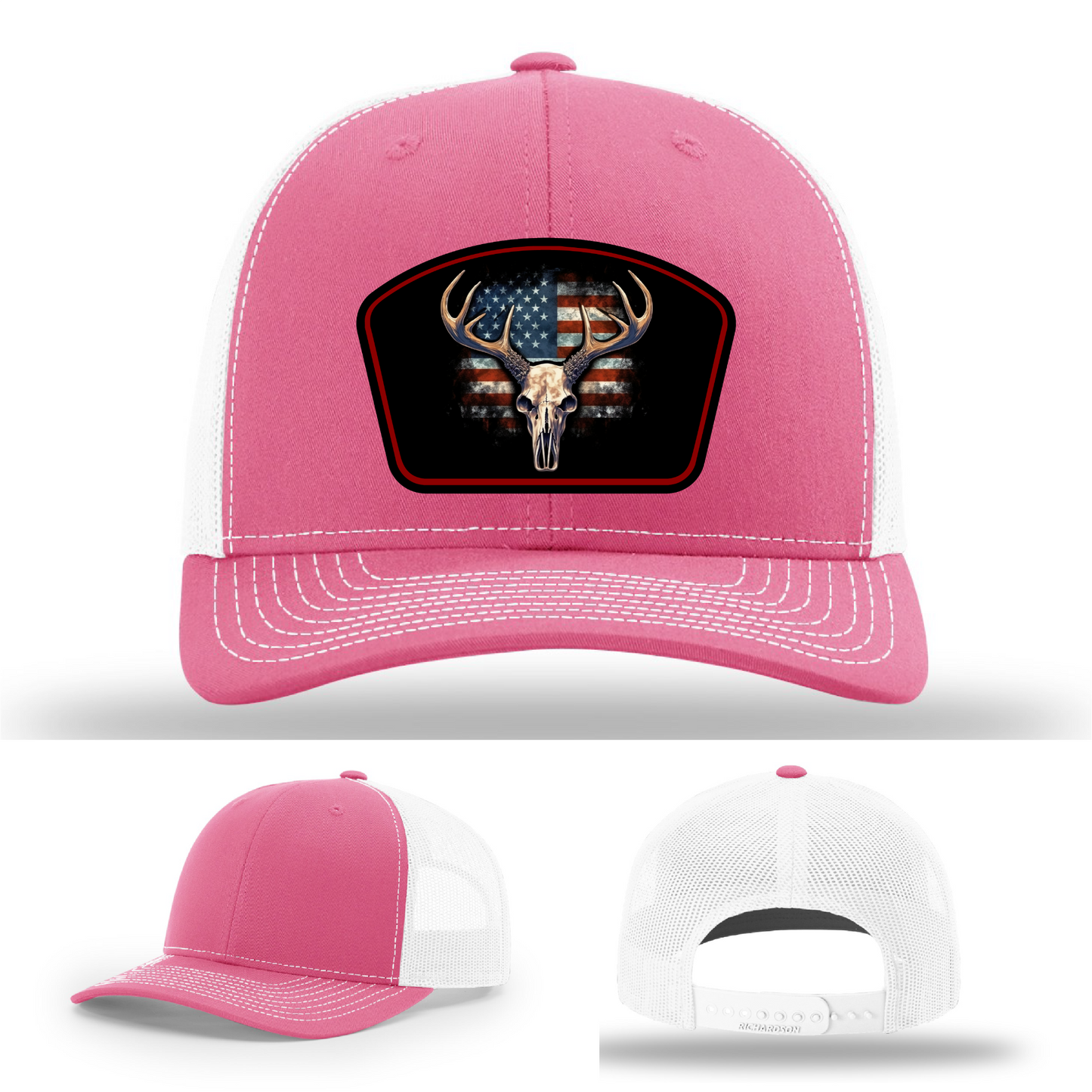 American flag patch styles – deer skull hat variants