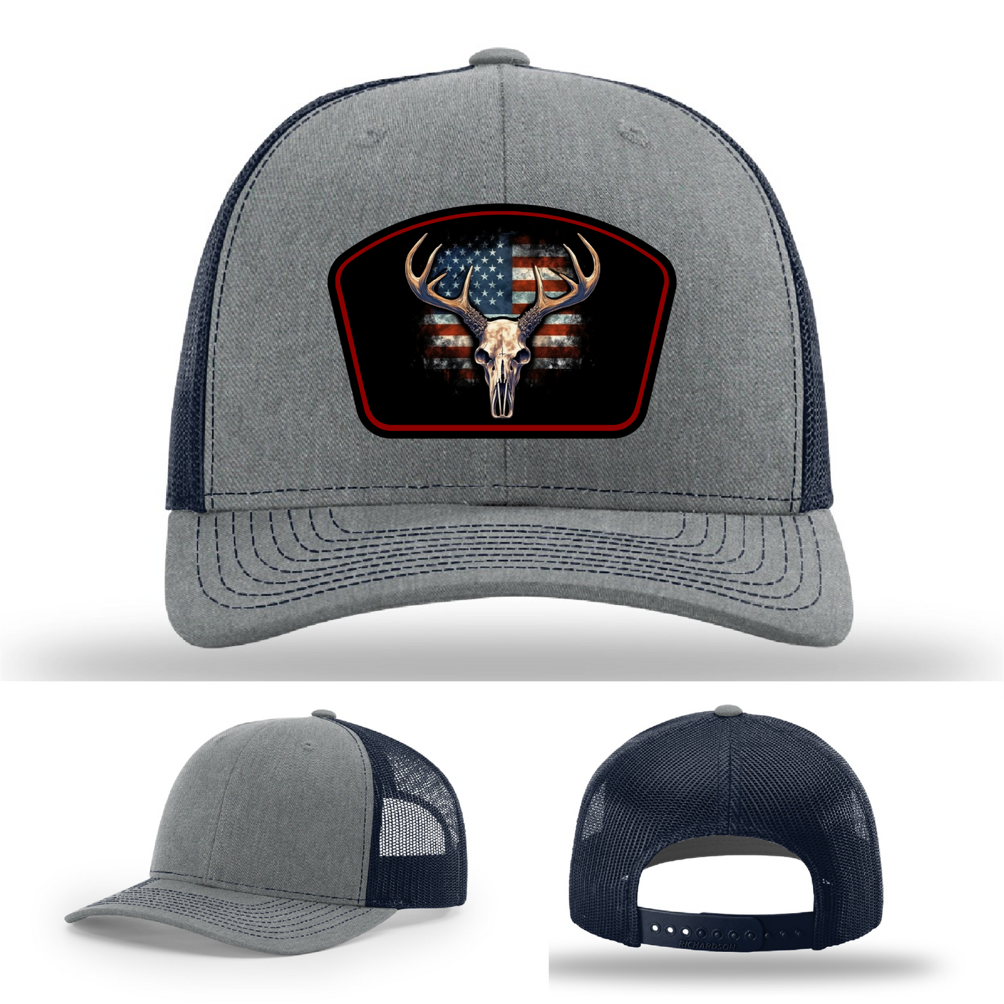 Richardson hats with buck skull logos – patch variants
