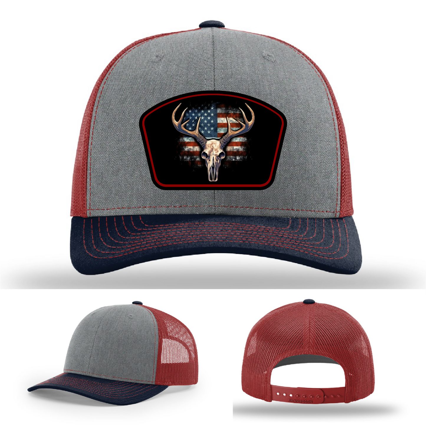 Multiple flag skull patch designs – Richardson hat logos