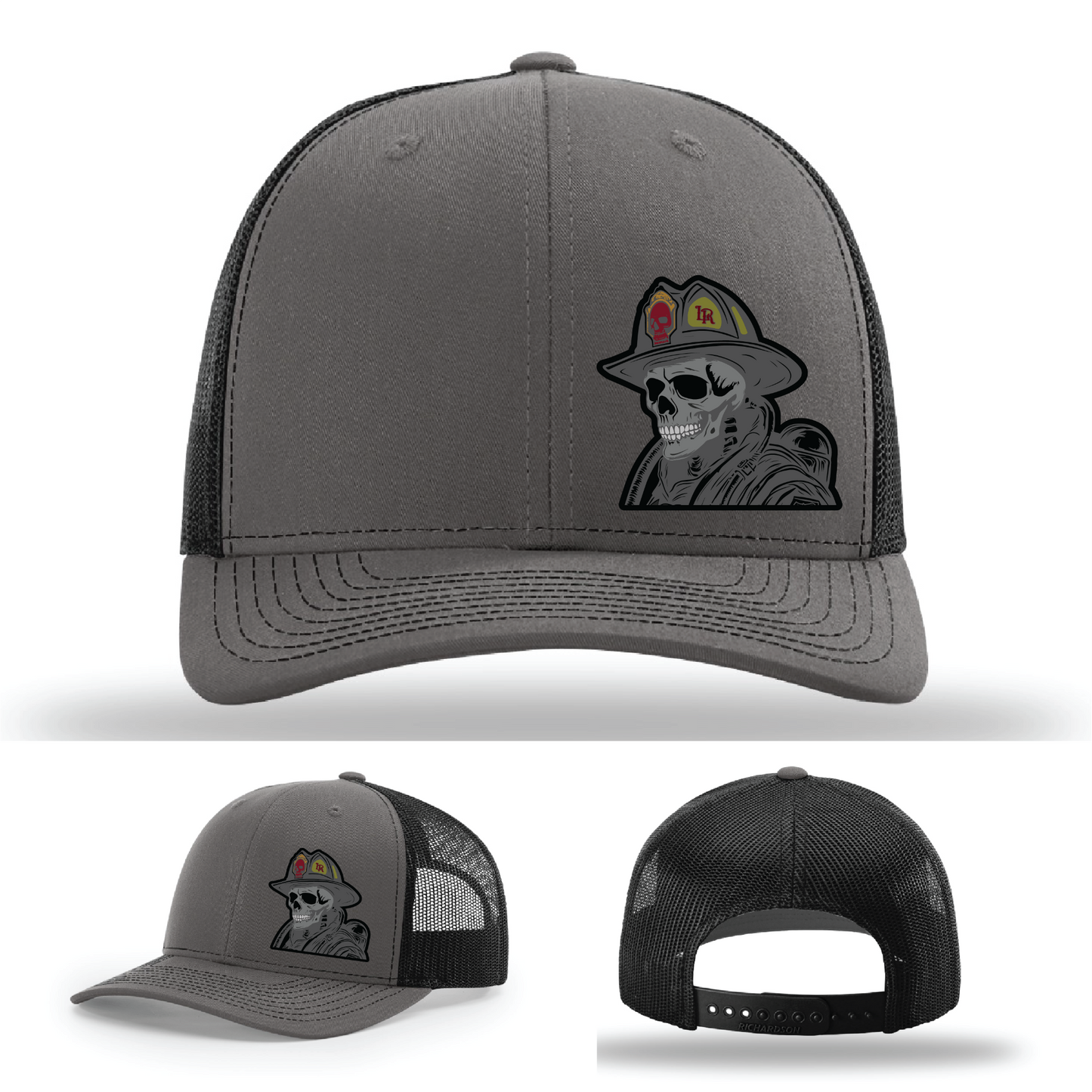 Helmet skull leather patch logos – firefighter hat variants from Richardson