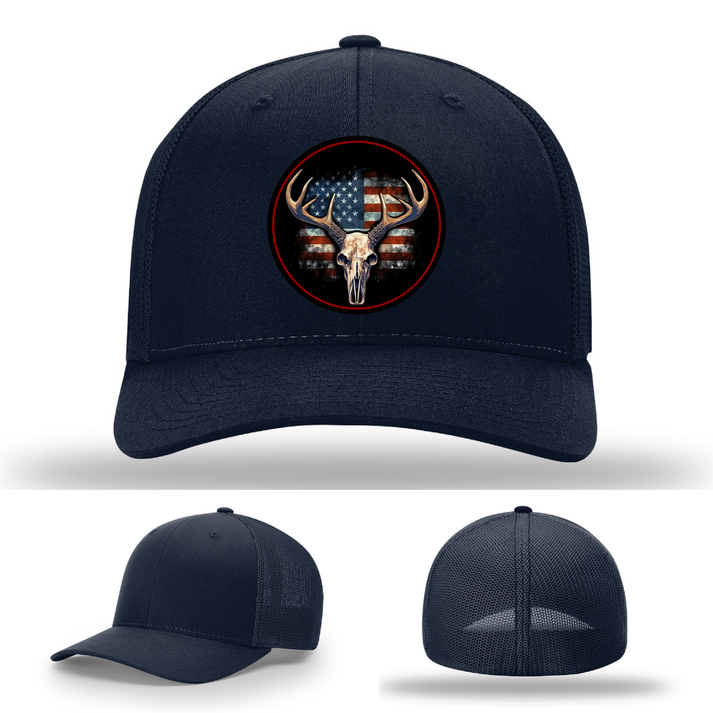 American hunting skull patch logos β leather variations across Richardson hats