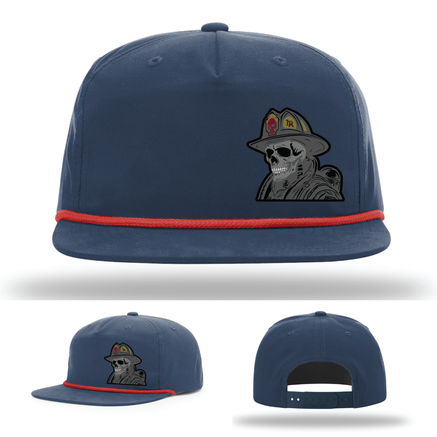 Skull firefighter patch variants – Richardson hat logos in leather format