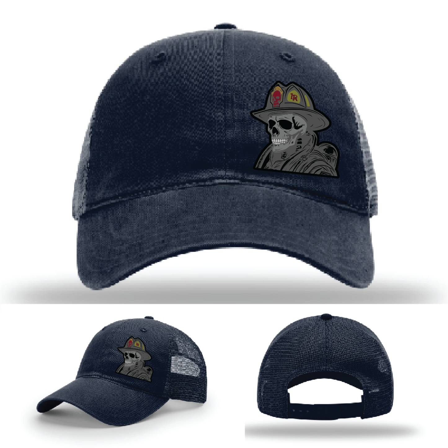 Helmet skull leather logos – firefighter hat variants featured on Richardson
