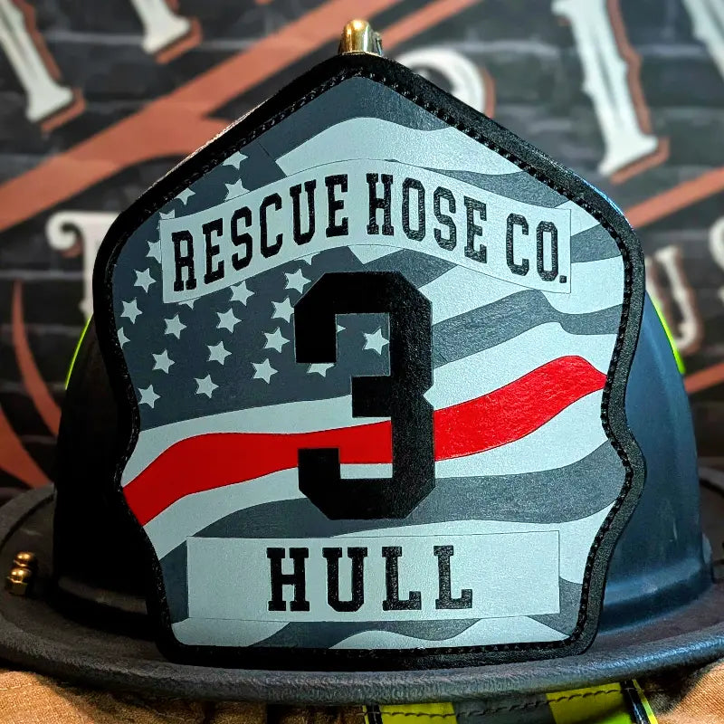 custom american flag firefighter helmet shield handmade full grain leather built for fireground use