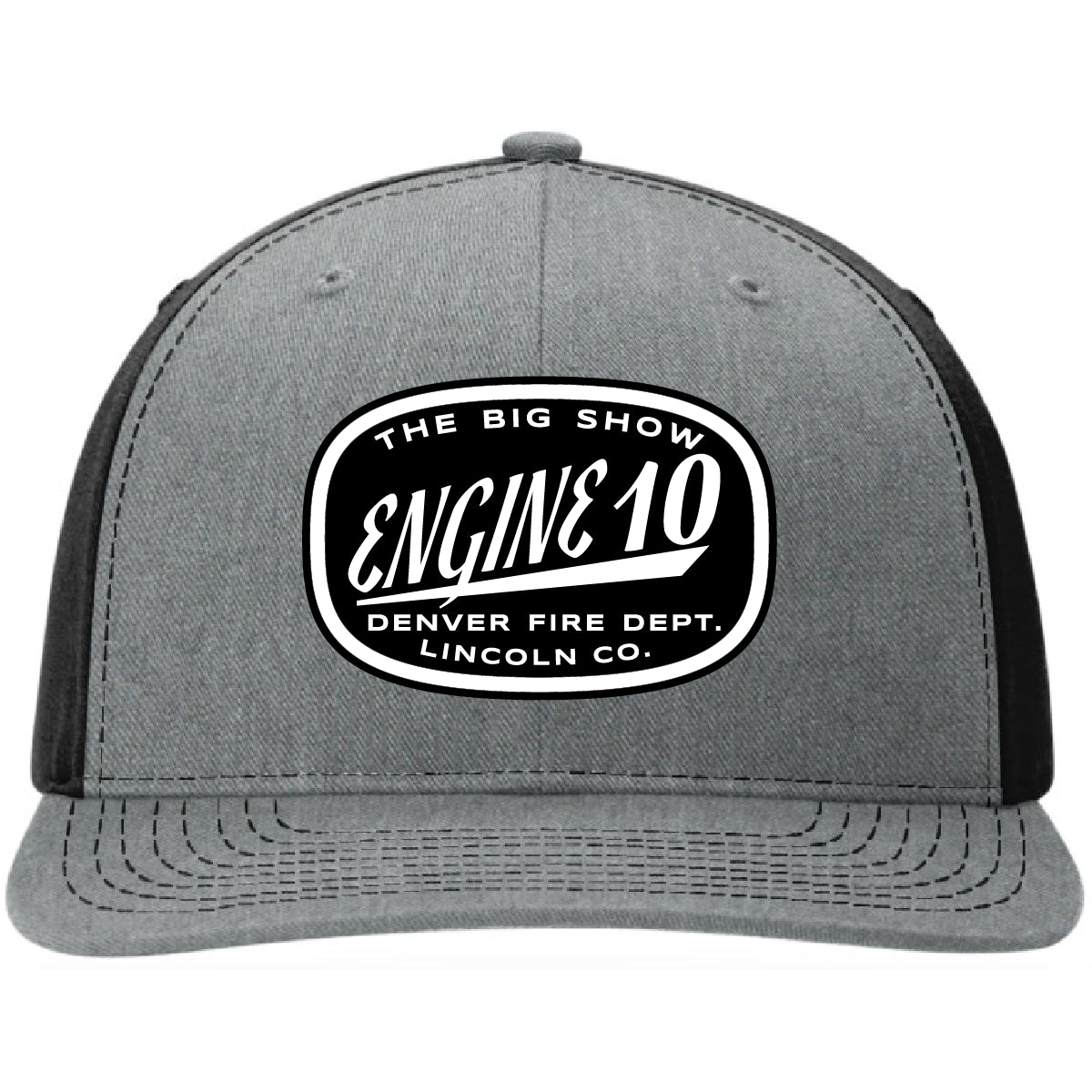 Custom firefighter hats with leather patch on Richardson 112 for your fire department