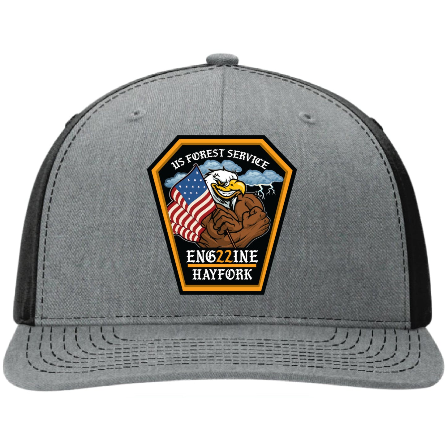 Custom firefighter hats with leather patch on Richardson 112 for your fire department