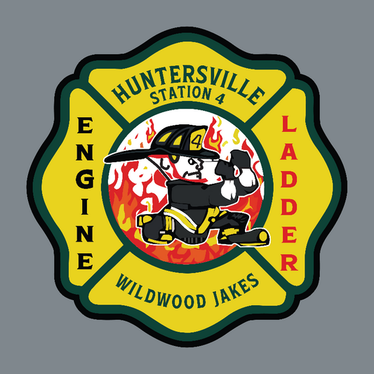 Huntersville Fire Department custom leather patch on a Richardson hat