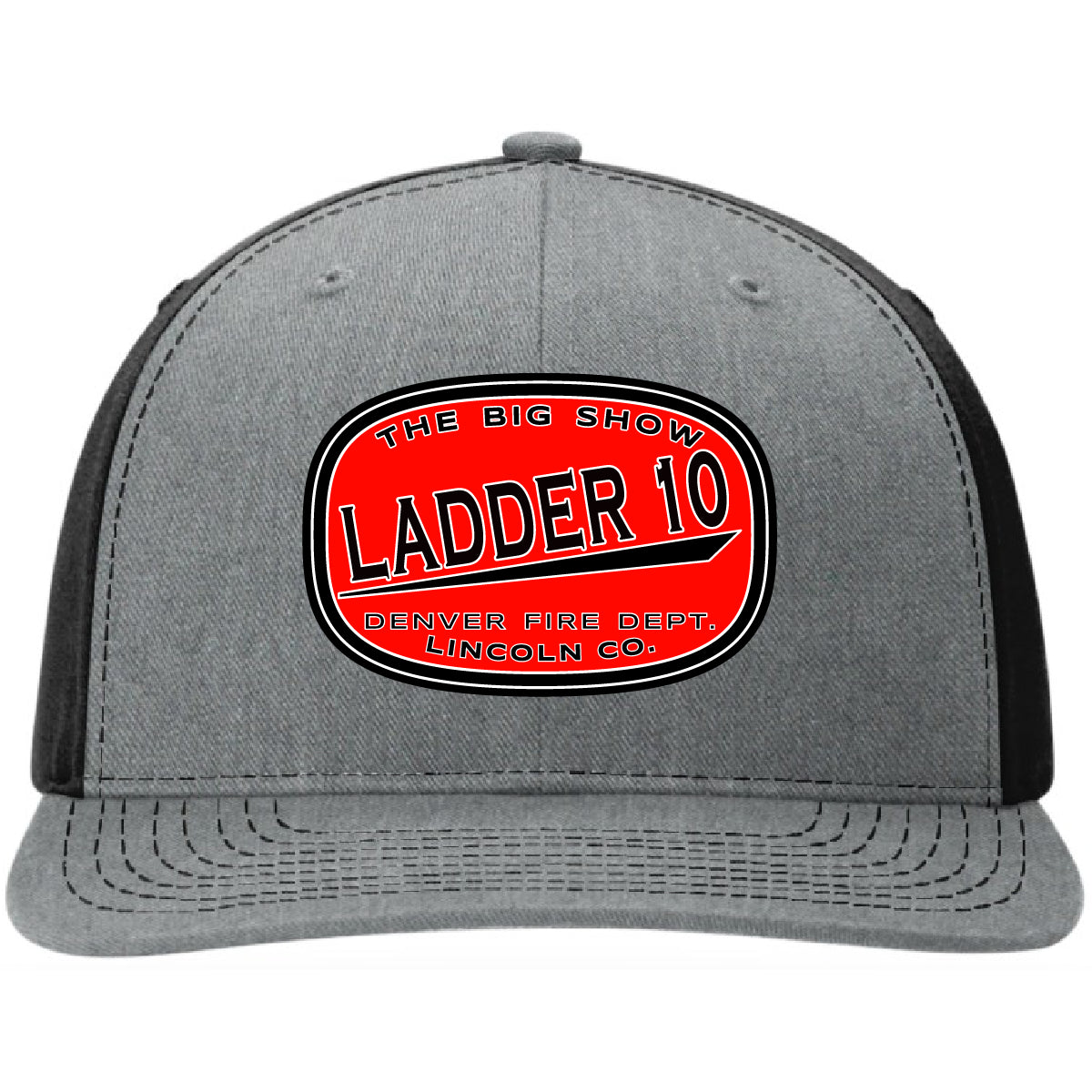 Custom firefighter hats with leather patch on Richardson 112 for your fire department