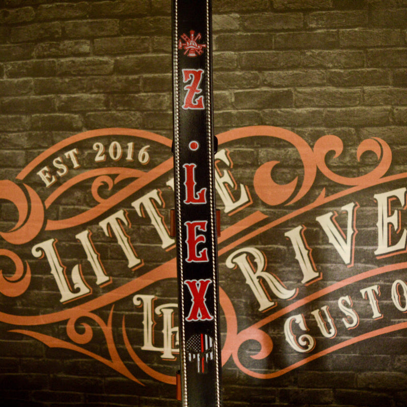 Personalized leather firefighter radio strap with adjustable fit and rugged construction