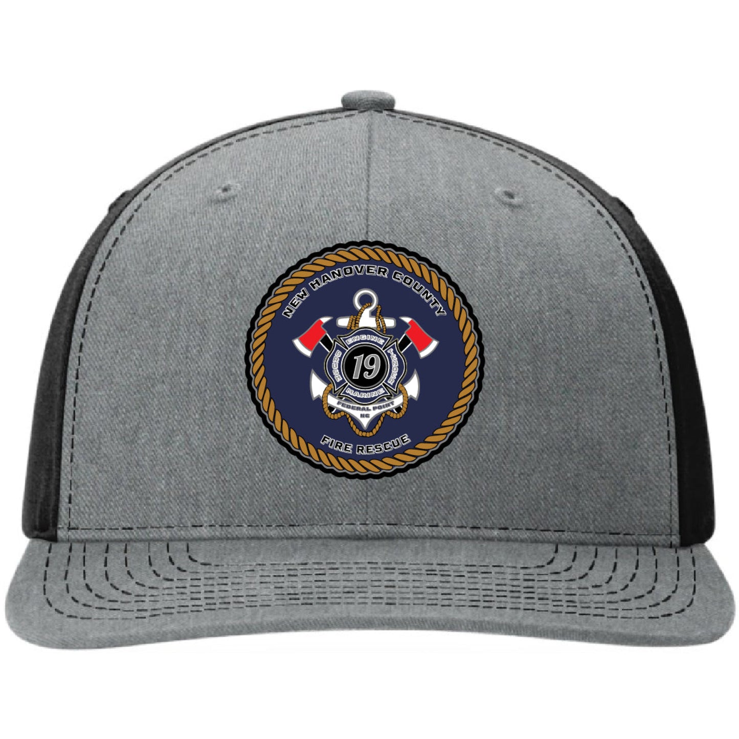 New Hanover County Custom Fire Department hat with real leather and bold color.