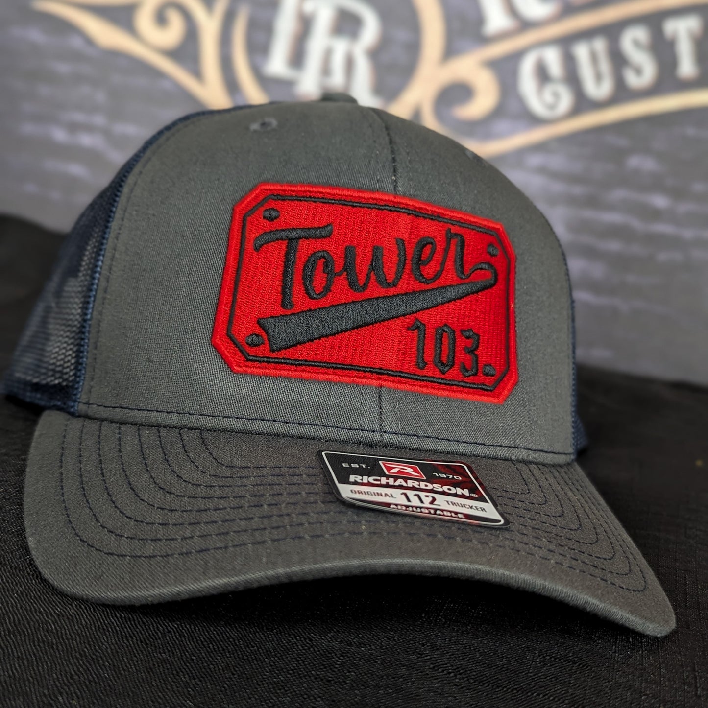 Custom embroidered firefighter hat with bold stitching, structured fit, and premium Richardson snapback design