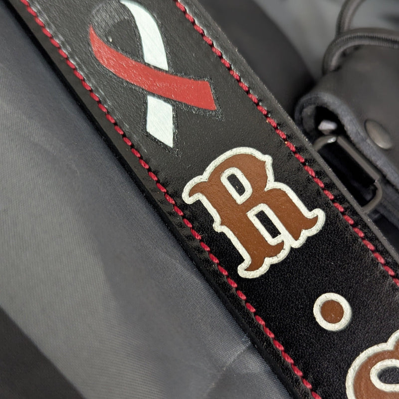 Personalized leather firefighter radio strap with adjustable fit and rugged construction