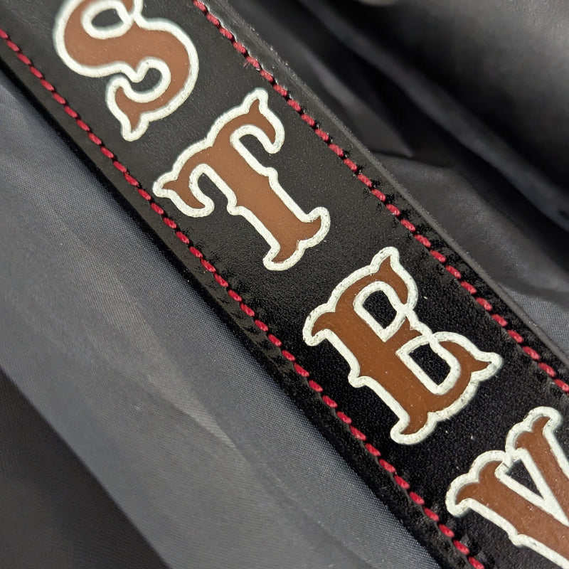 Personalized leather firefighter radio strap with adjustable fit and rugged construction