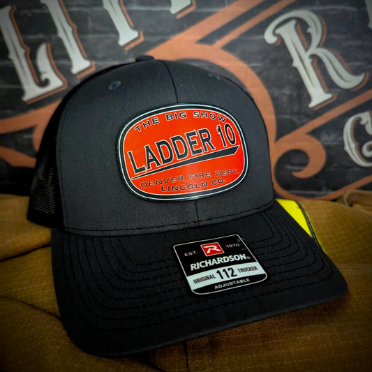 Custom firefighter hats with department logos, station numbers, or rank, featuring leather patches or embroidery on Richardson caps for fire department crews.