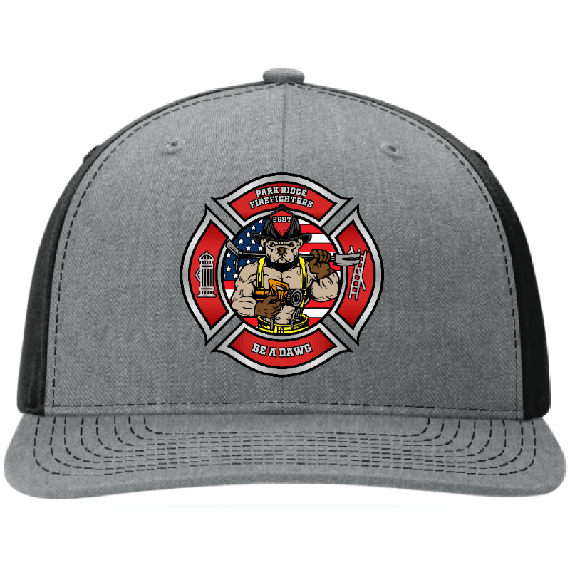 Custom firefigher hat for Park Ridge Fire on a Richardson hat
