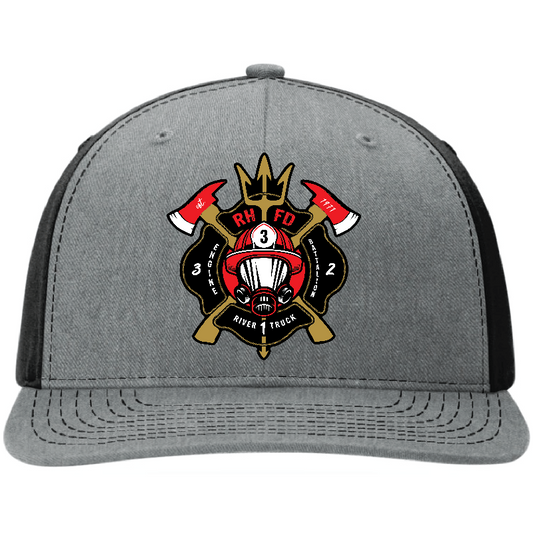 Rock Hill Fire Department custom leather patch on a Richardson hat