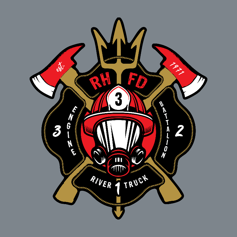 Rock Hill Fire Department custom leather patch on a Richardson hat