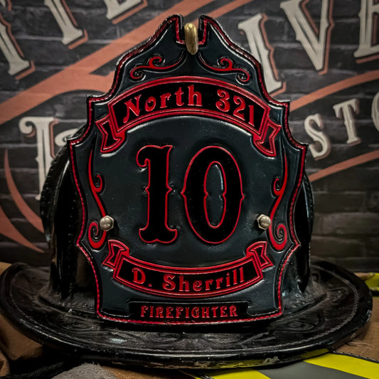 Custom handpainted fire helmet shield
