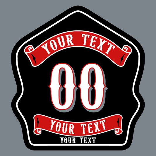 Custom leather firefighter helmet shield with classic backstep design built for the fireground