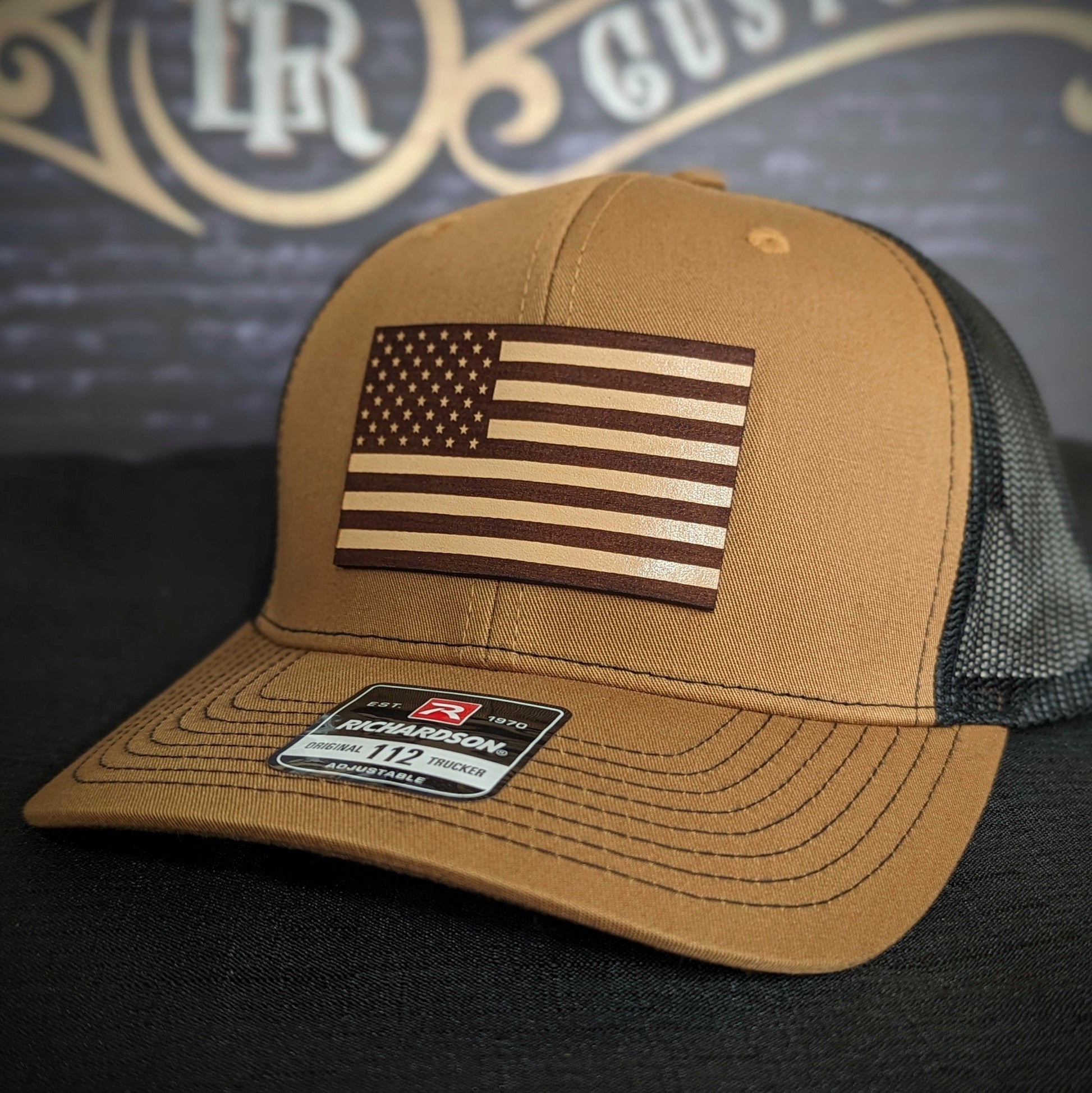 Custom Richardson hat with US flag patch