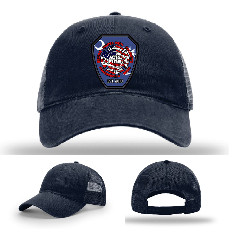 ACTC fire academy hat designed with custom leather program patch