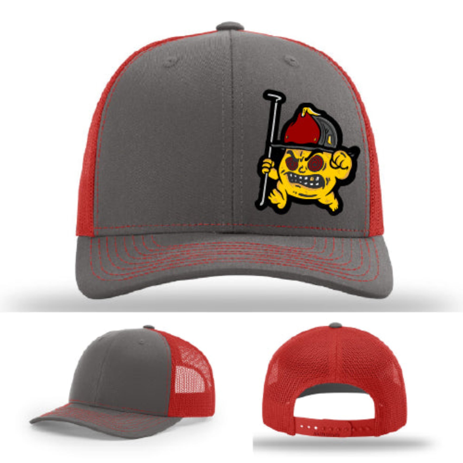 Fire company apparel hat with Backdraft Bastard full grain leather patch artwork