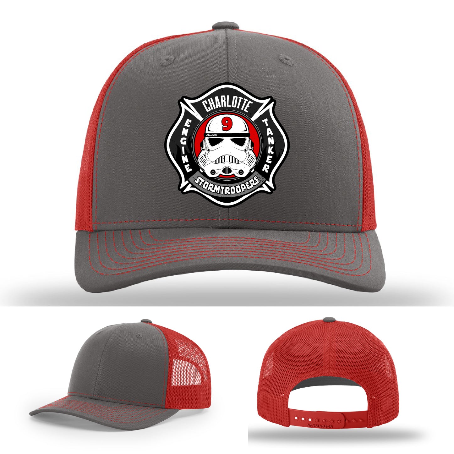 Charlotte Station 9 firehouse leather patch firefighter hat
