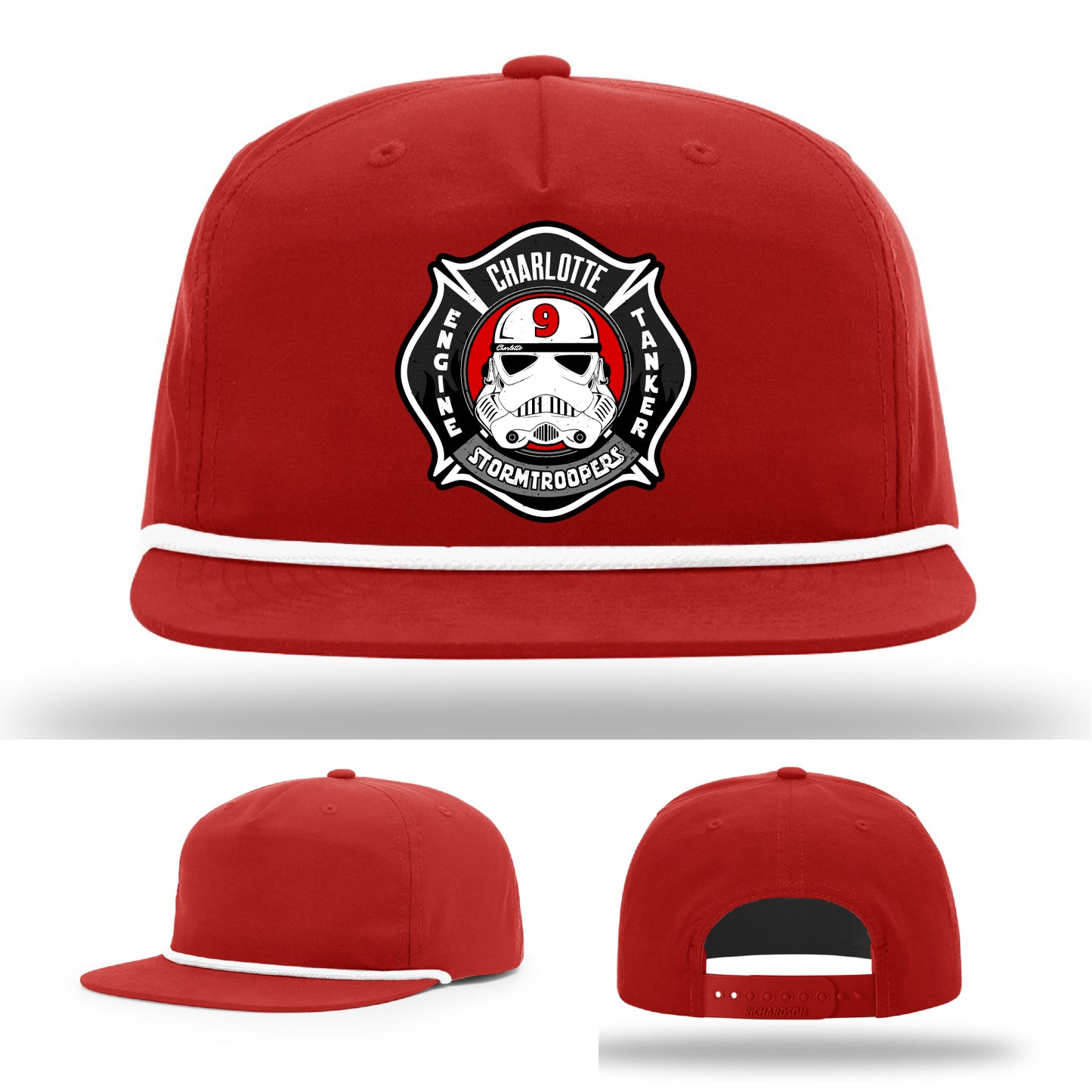 Engine and Tanker 9 Charlotte firefighter hat with leather patch