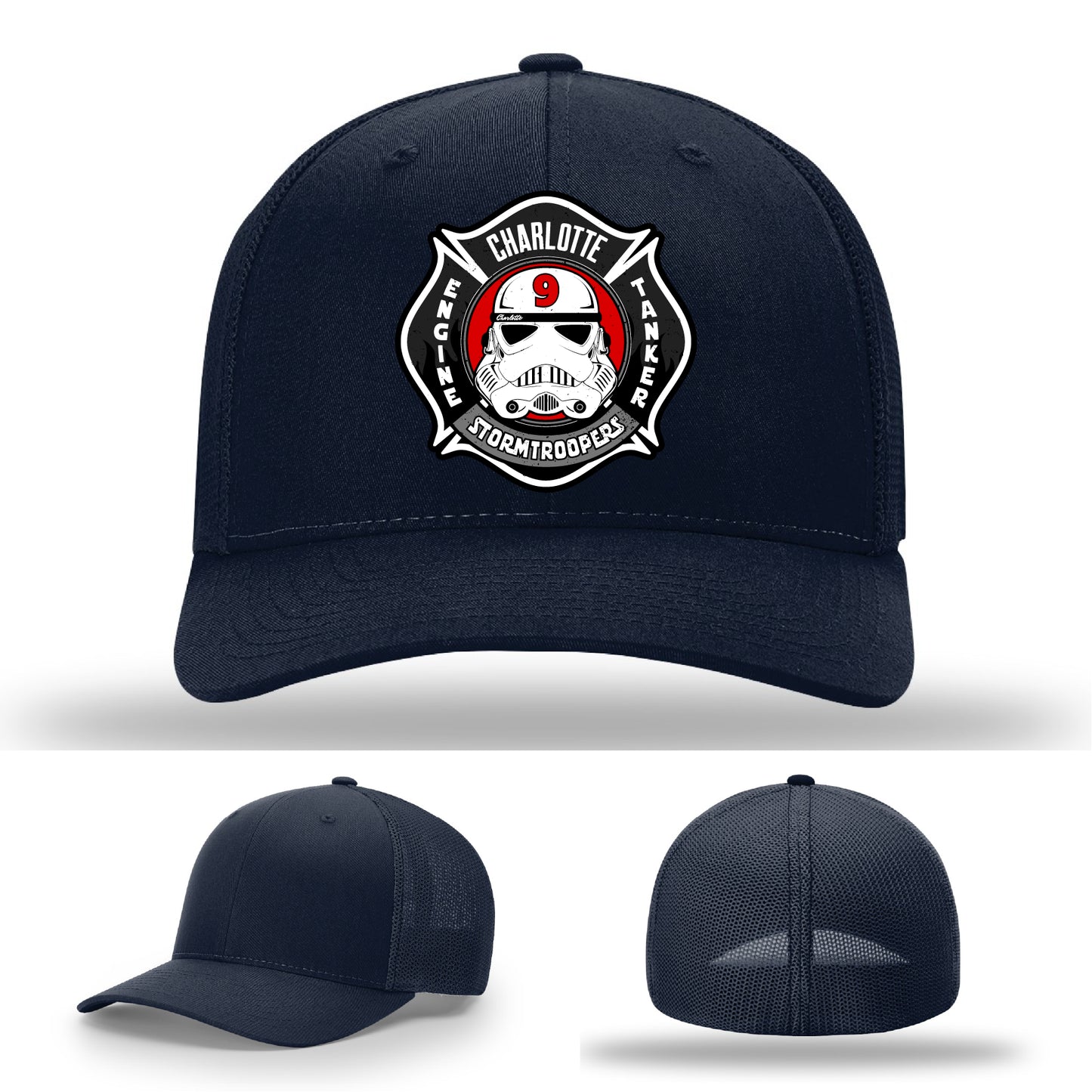 Charlotte firefighter department Station 9 hat leather patch