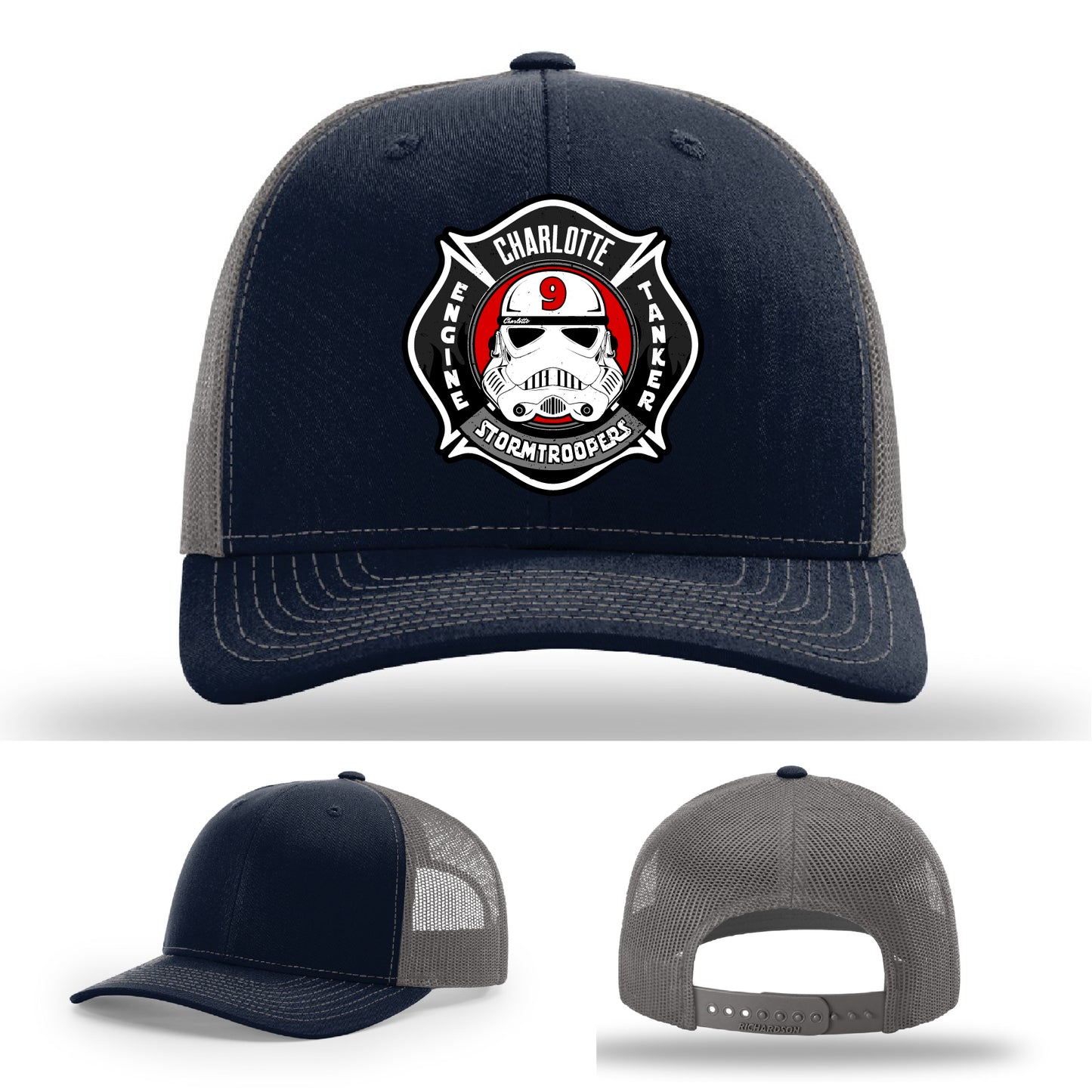 Charlotte firefighter Station 9 hat with durable leather patch