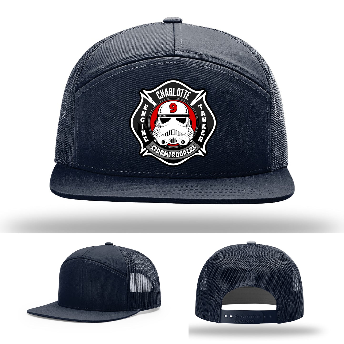 Charlotte Fire Department Station 9 leather patch firefighter hat