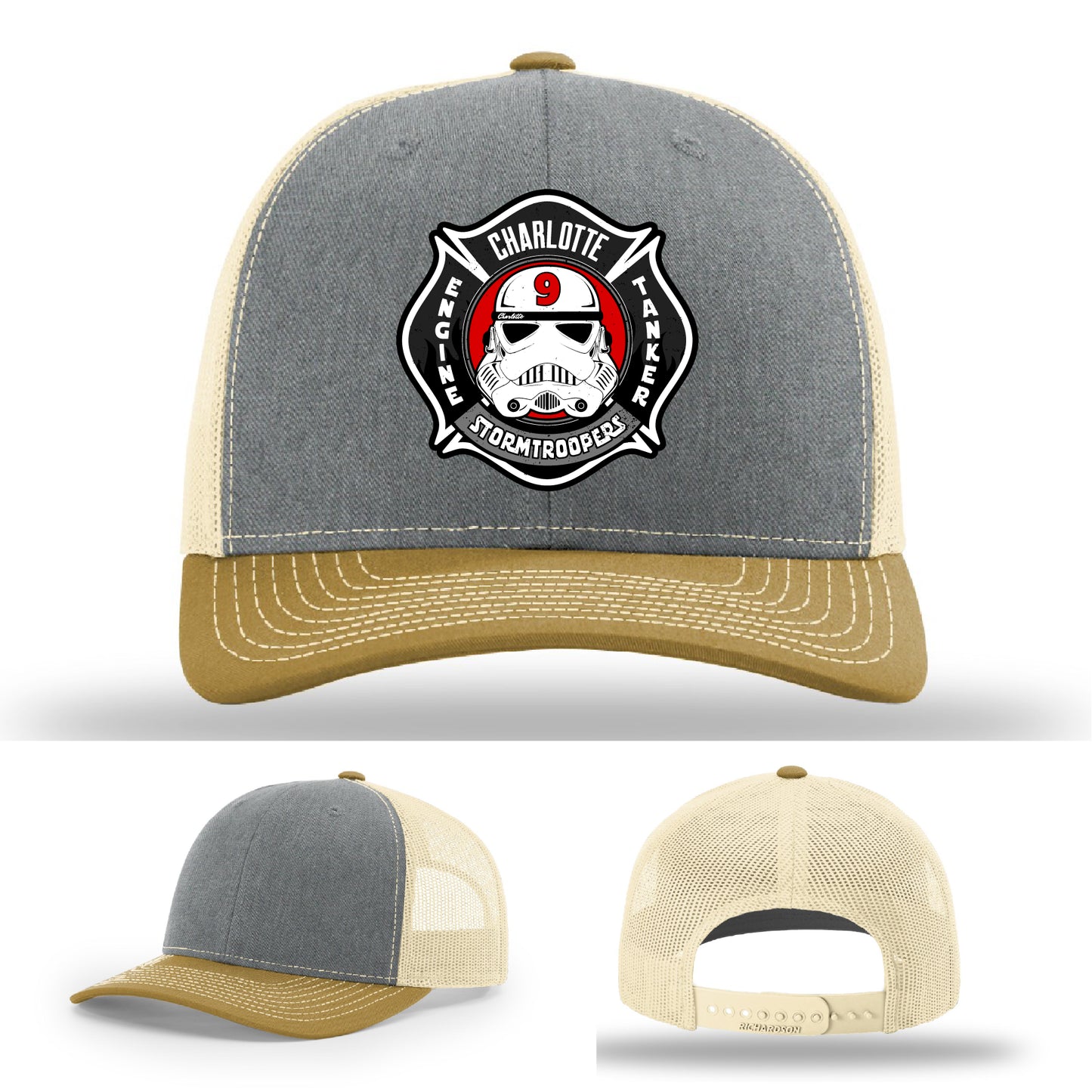Station 9 Charlotte firefighter leather patch hat rugged