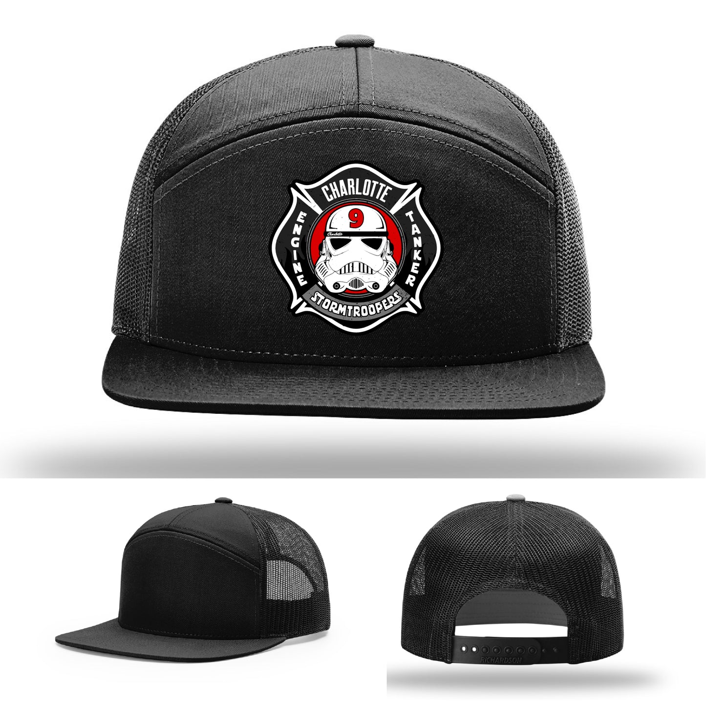 Station 9 Charlotte FD hat with handcrafted leather patch