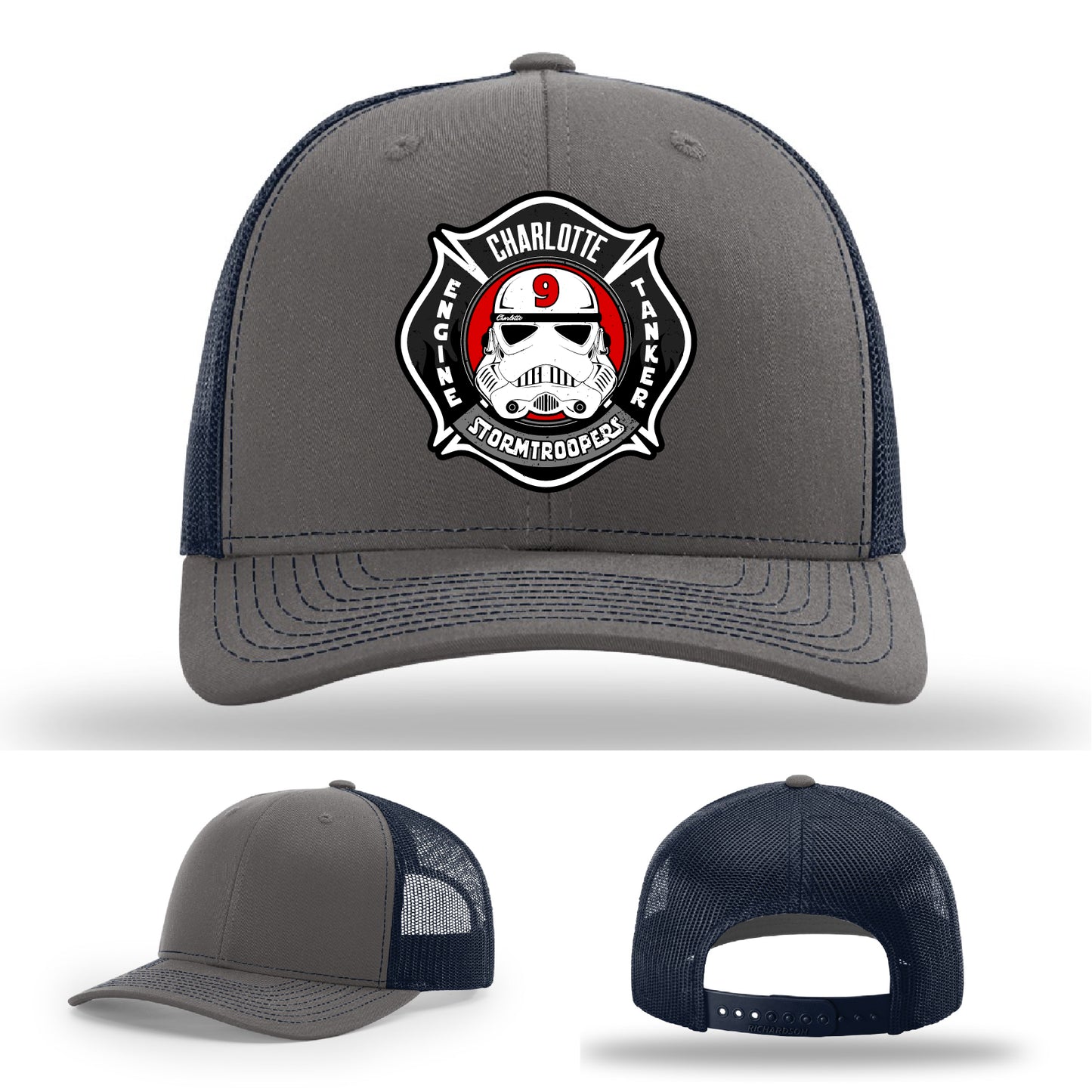 Station 9 Charlotte FD leather patch hat for firefighters