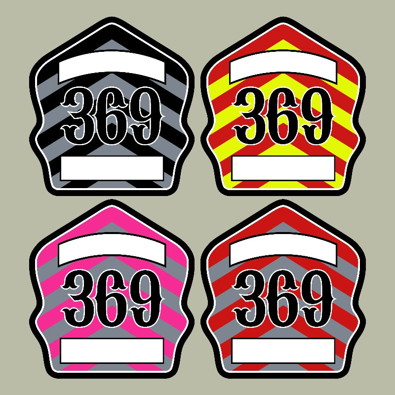 Handmade Chevron leather firefighter helmet shield customizable with live preview