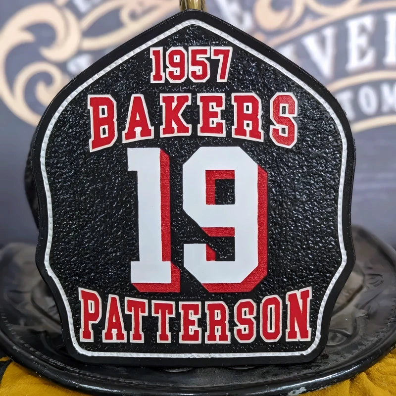 Custom helmet shield classic design leather firefighter front