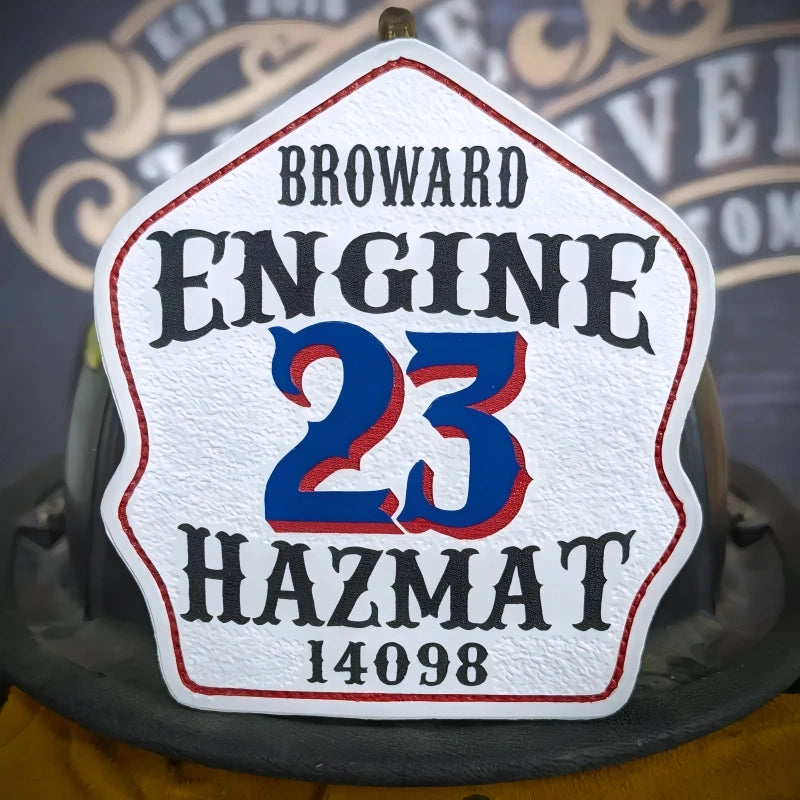 Classic firefighter helmet shield custom leather front