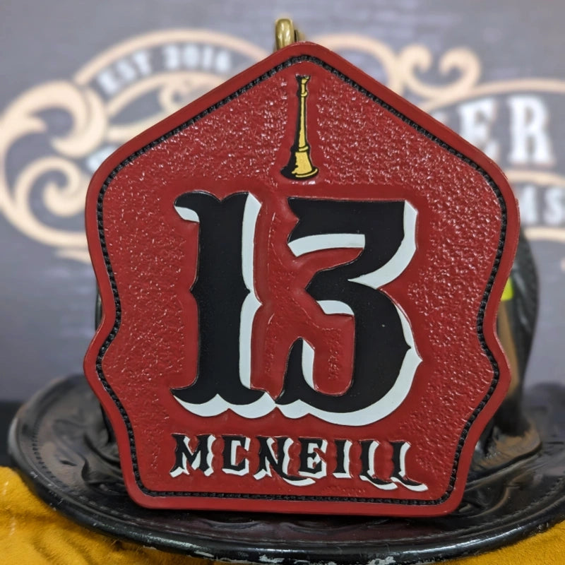 Handmade classic custom helmet shield leather firefighter front