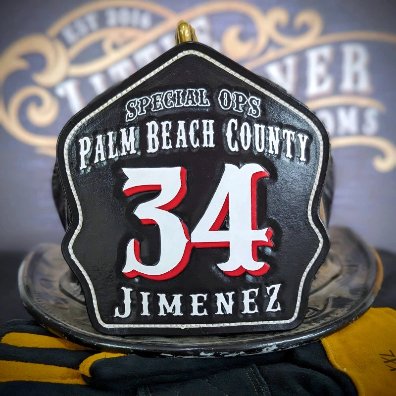 Custom helmet shield classic layout with leather finish