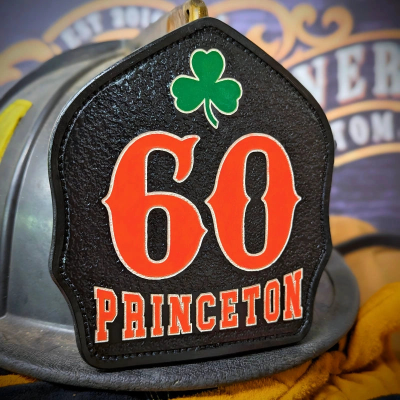 Firefighter gear classic custom helmet shield handmade leather